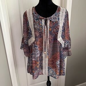 Bohemian Paisley Lace Blouse